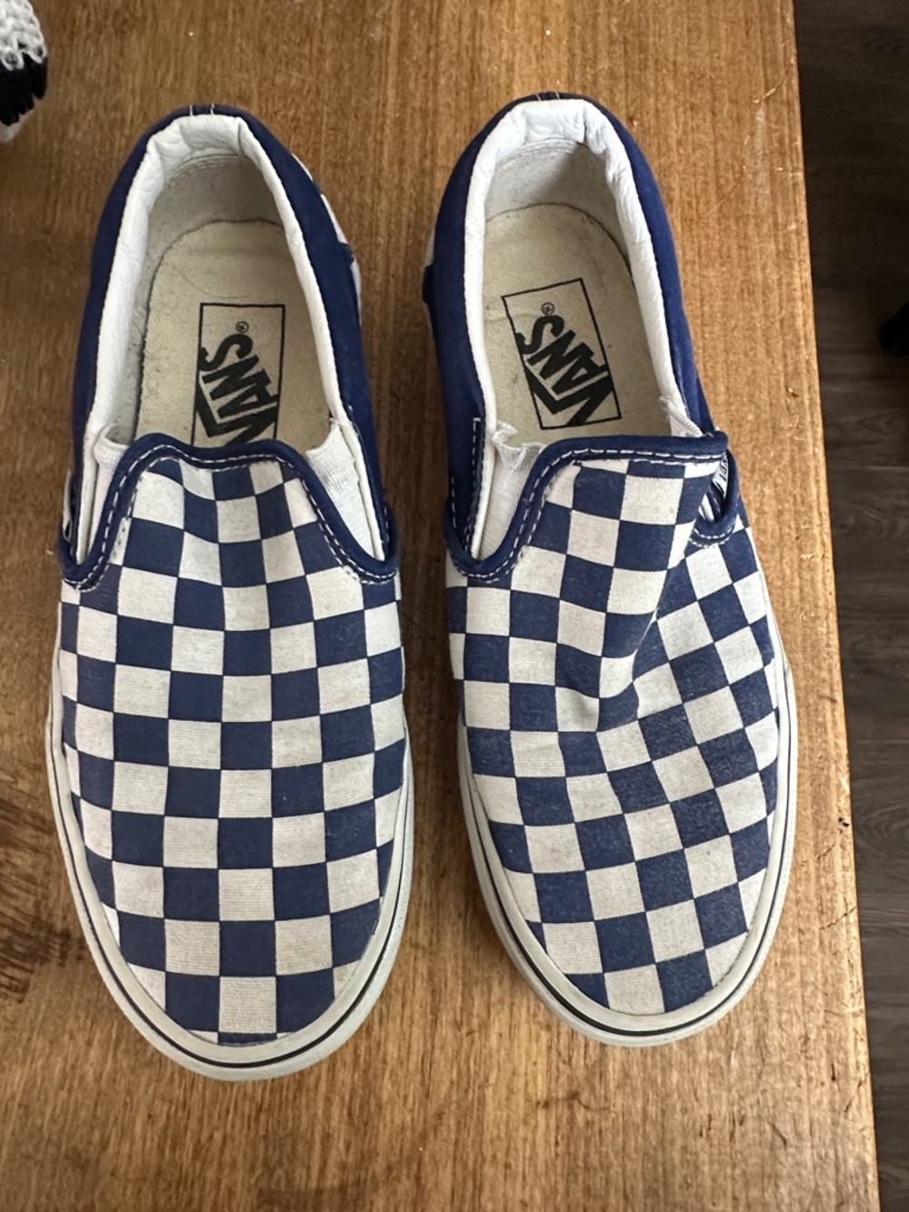 Vans Kids Checkerboard Slip-On Sneakers - Blue & White